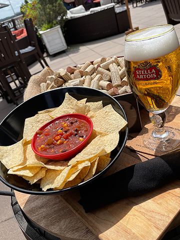 Image of black bean, corn and tomato salsa with chips